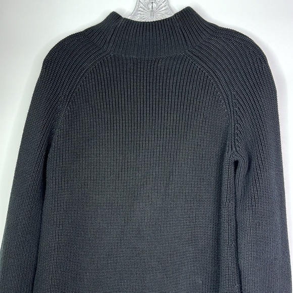 Pura Cashmere Black Supima Cotton Ribbed Neck 3/4 Sleeve Sweater Size Small - Picture 5 of 8